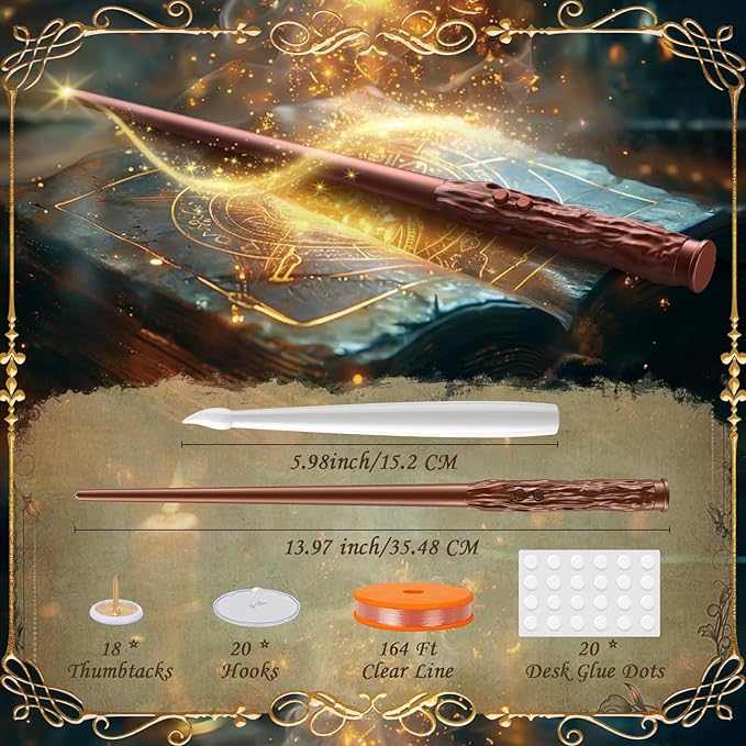 Floating Candles with Wand - Halloween Decorations Magic Flameless Candles Flickering Warm Light LED Hanging Candle Remote, Battery Operated Candles for Christmas Outdoor Indoor Party Decor