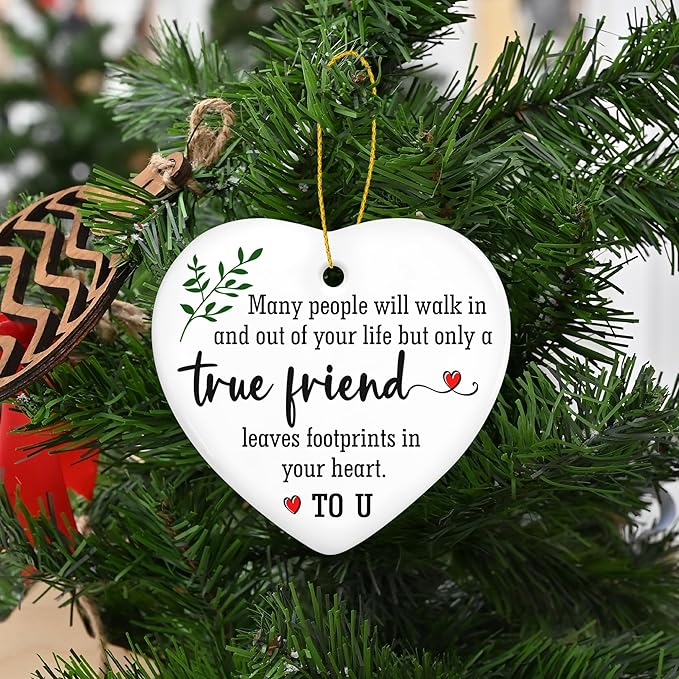 OASSIE Christmas Friendship Gifts for Women Men - Ceramic Friends Christmas Ornaments 2025 - Friendship Ornaments for Tree Decorations, Bestie Friend Birthday Gifts for Women, BFF Gift for Friend