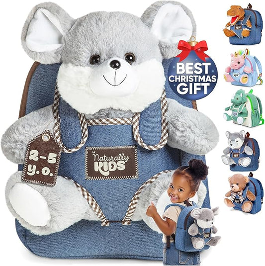 Mouse Backpack, Mouse Toys for Kids 3-5, Toddler Stuffed Animal Gifts for 2 3 4 5 Year Old Girl Boy