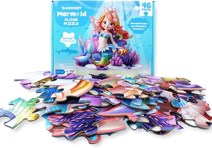 MOMO&LYCHEE Mermaid Floor Puzzles,46 Pieces Jigsaw Puzzles for Kids Ages 4-6,Large Puzzles for Toddler Mermaid Toys for Girls