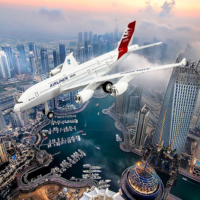 OTONOPI Airplane Toy Plane Die Cast Metal Pull Back Model Plane Toy Airlines with Lights and Sounds for Kids Toddlers Boys and Girls Age 3-12+ Birthday Gift (Airlines AF-8869)