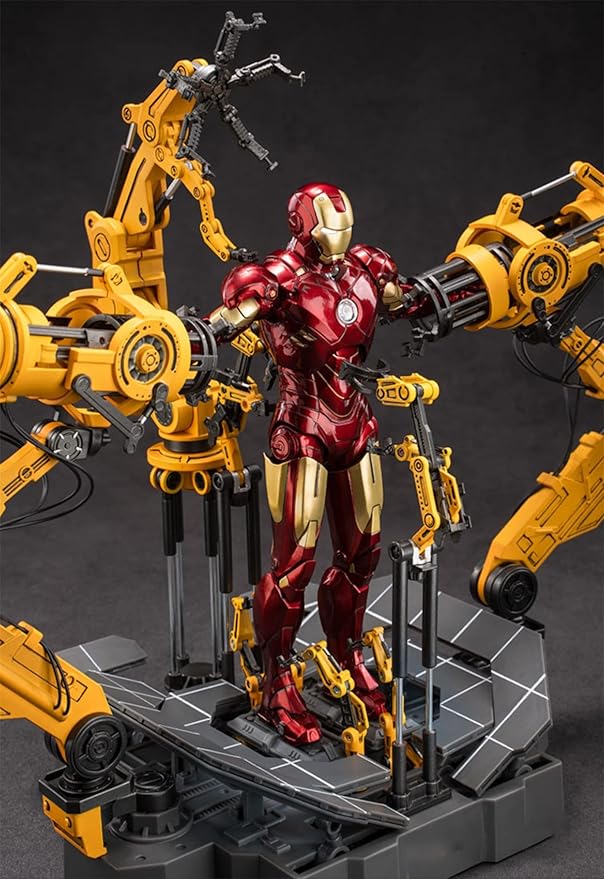 MK4Ironman(1/10 Scale) Suit up Gantry with Lots of Accessories,7 inch Exquisite Painting Collectible Action Figure,Light with Platform
