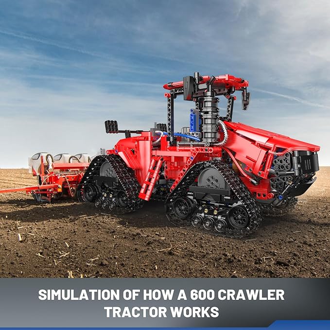 Mould King 18020 Tractor Building Blocks Toy, Remote Control Crawler Tractor with 4 Motors, Construction Vehicles Model for Kids/Adults (1698 Pieces)