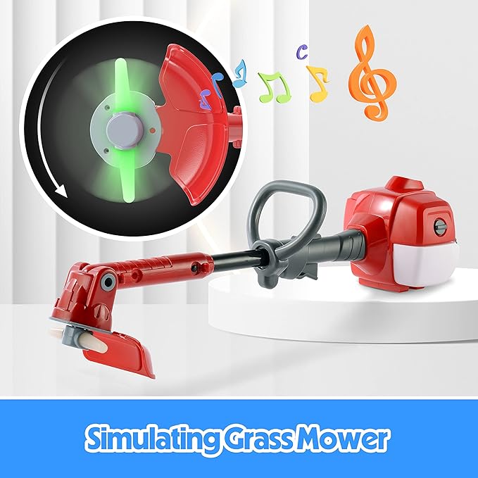 Toy Choi's Toy Trimmer - Power Construction Kids Trimmer,Outside Pretend Play Garden Toy with Light Sound,Educational Gift Kid Toddler Tool Set for Boy Girl Age 3, 4, 5,6,7+