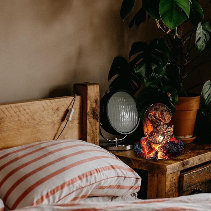 ACOCOFE Dragon Egg with Luminous Base Ornaments, Handmade Resin Crystal Souvenir, Gift for Christmas, Birthdays, Graduation (Red with Base)