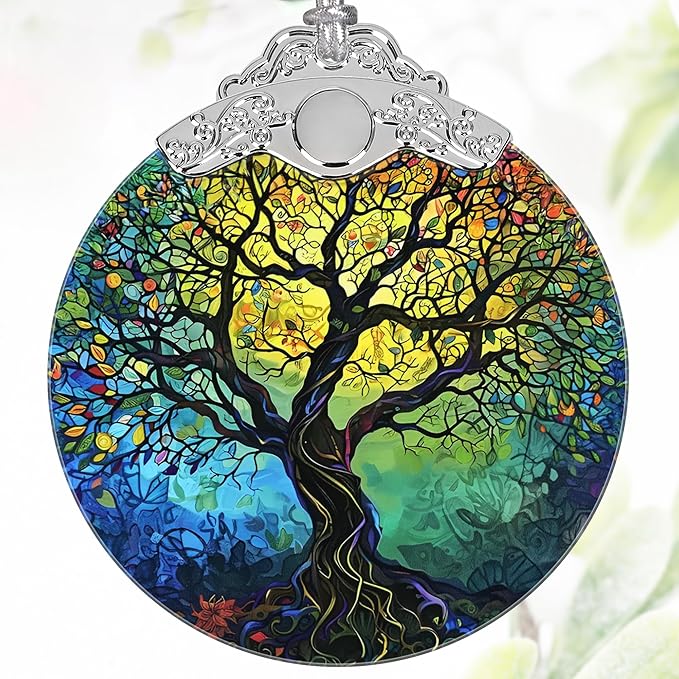 3" Stained Glass Christmas Decoration, Christmas Ornaments, Heirloom Keepsake, Gift Exchange, Gift Idea, Bauble Present - Tree of Life