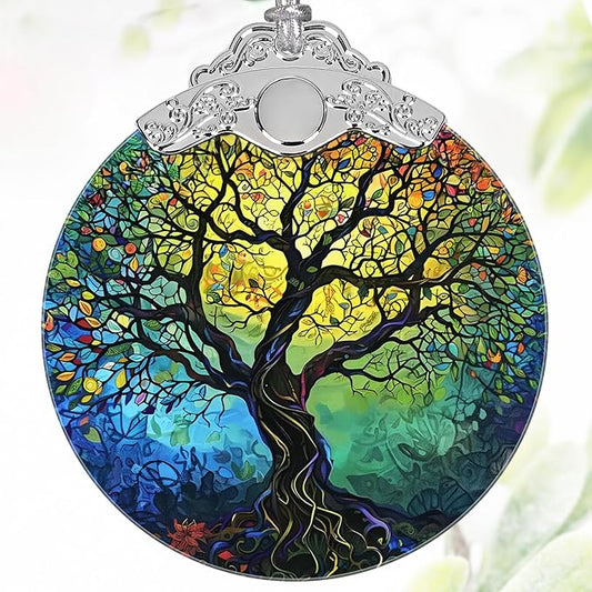 3" Stained Glass Christmas Decoration, Christmas Ornaments, Heirloom Keepsake, Gift Exchange, Gift Idea, Bauble Present - Tree of Life