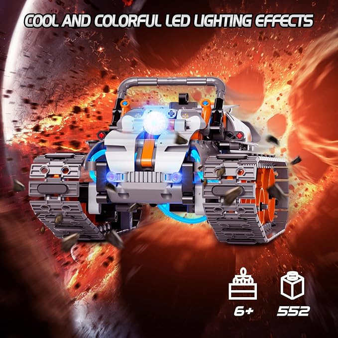 5-in-1 STEM Building Set Toys for Kids Remote & App Controlled Construction Robot/Car/Tank/Bulldozer/Tracked Racer Coding Kit for Boys Girls Age 6 7 8-12+ Year Old (552 Pcs)