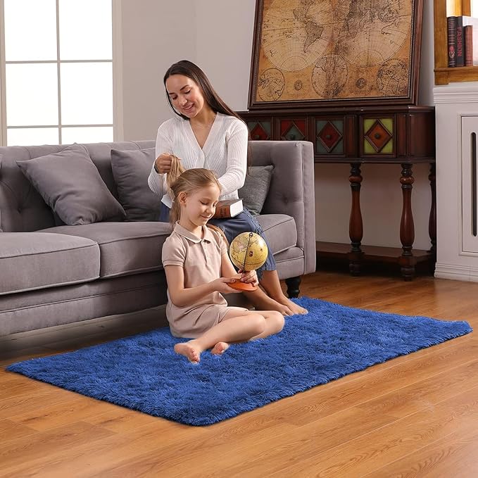 Ophanie Blue Rug, Boys 3x5 Rugs for Bedroom Royal Dark Blue Carpet Nursery Aesthetic, Kids Playroom Navy Area Rugs for Girls Teen Home Decor