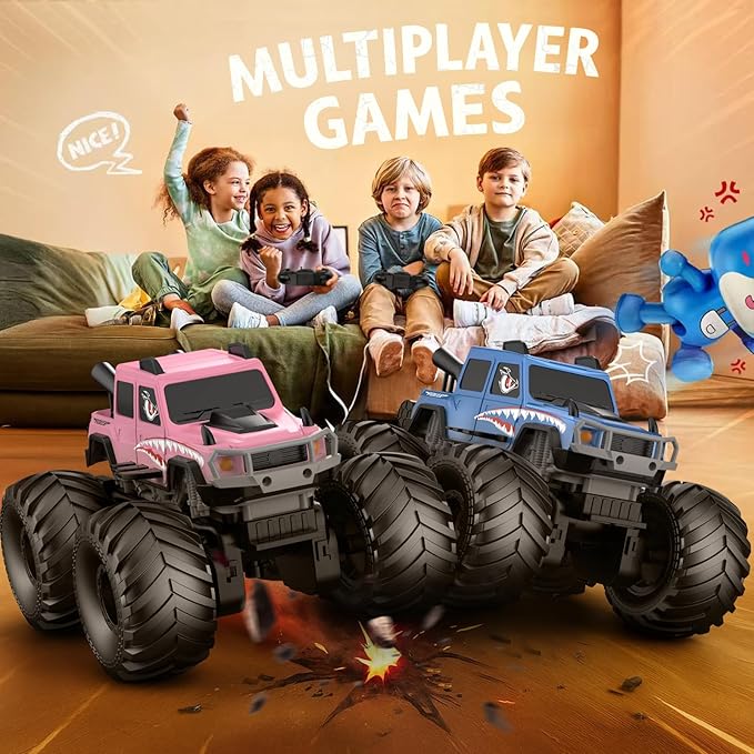 NQD® Monster Truck Toys, Waterproof 360°Rotate 4x4 RC Truck, Amphibious Remote Control Monster Trucks, 2.4GHz All Terrain Off-Road Pickup Toy RC Car for Gifts for Boys Kids Age 6 7 8 9 10 11 12+, Blue