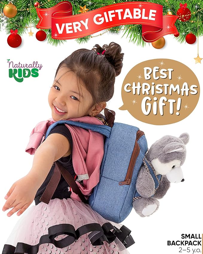 Wolf Backpack, Wolf Toys for Kids 3-5, Toddler Husky Stuffed Animal Gifts for 2 3 4 5 Year Old Girl Boy