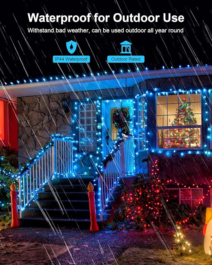 C9 Led Christmas String Lights Outdoor, 33.3ft 50 LED Waterproof Decorative Light Strand, Extendable Green Wire String Lights for House, Christmas Tree, Patio, Party Decoration, Turquoise