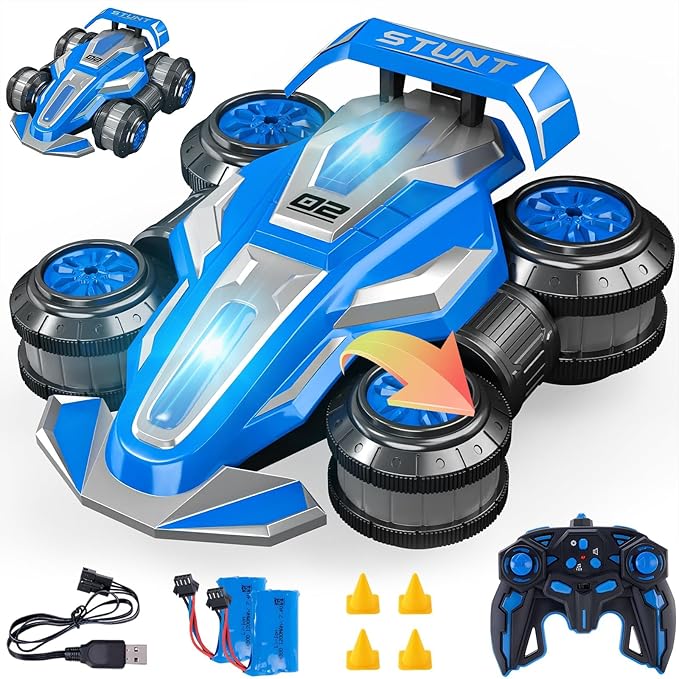 4WD Remote Control Car 360° Spins RC Stunt Car with Lights&Music,Best Birthday Gifts Toys for 6 7 8 9 10 11 12 Year Old Boys