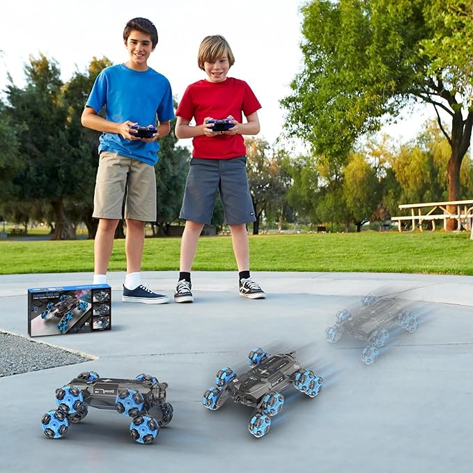 8WD Gesture Sensing Stunt RC Cars - 2.4Ghz 360° Rotation Remote Control Car with Spray, Light & Sound, Transform Drift Climbing Racing Vehicle, Birthday Toys for Ages 8-13 Boys Girls