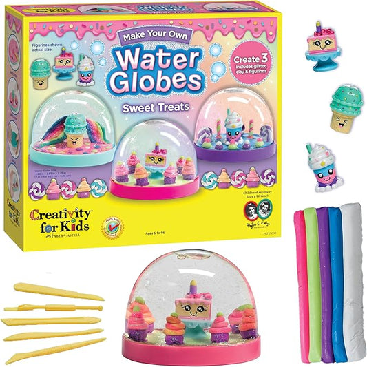 Creativity for Kids Make Your Own Water Globes: Sweet Treats - Girls Arts and Crafts for Ages 6-8+, Create 3 DIY Snow Globe Kids Toys, Gifts for Girls