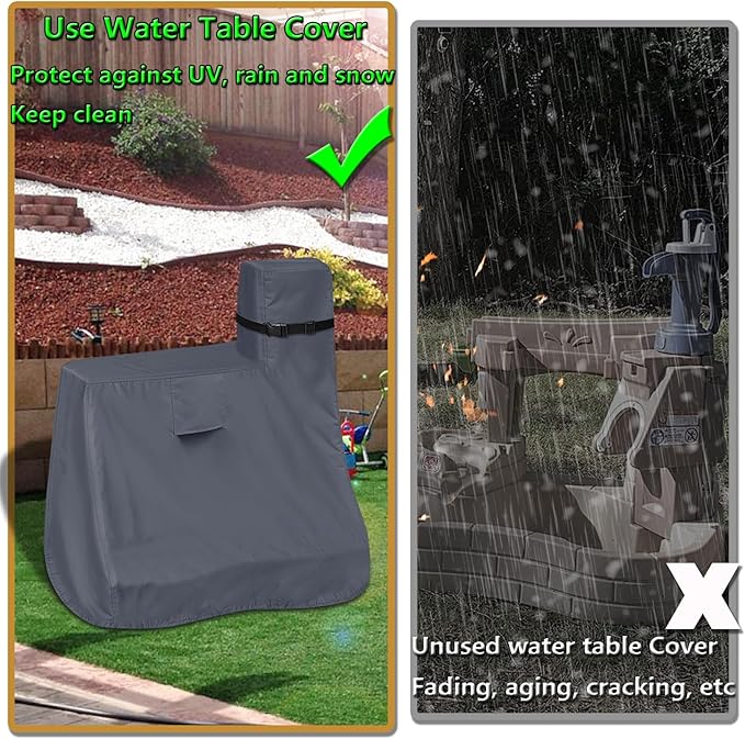 Kids Water Table Cover for Step2 Pump & Splash Discovery Pond Water Table, Outdoor UV, Fade-resistant, Wind and Dust Protection Toddlers Water Sensory Activity Pool Cover(Grey)