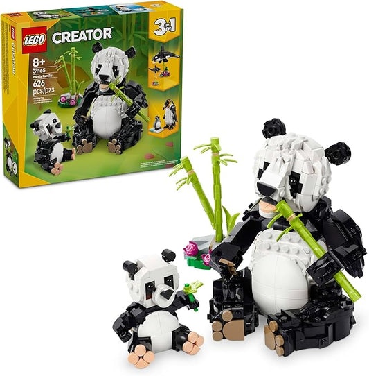 LEGO Creator 3 in 1 Wild Animals Panda Family - Building Toy with 3 Building Options, Panda, Penguin, or Orca - Animal Figures for Kids, Girls and Boys, Ages 8+ - Gift Idea for Birthdays - 31165