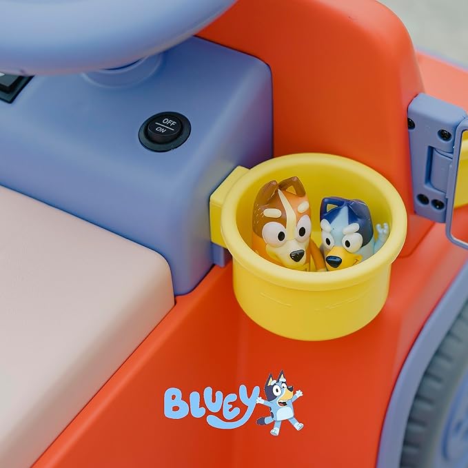 Bluey 6V Ride On Car for Toddlers - Interactive Electric Car for Kids with Sound Effects & Music, Riding Toy for Boys & Girls, Includes 6V Rechargeable Battery & Charger