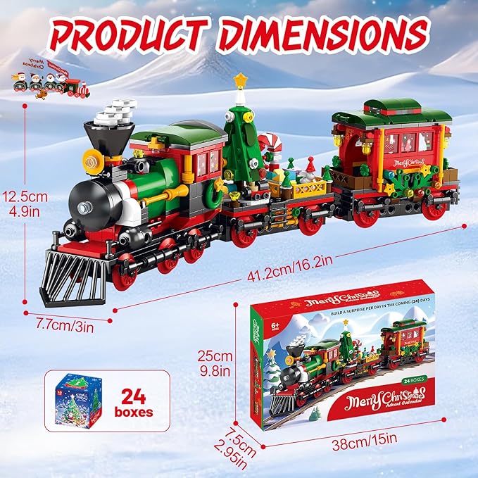 Advent Calendar 2025 Building Blocks Set - 24-Day Christmas Countdown Calendar - Santa Sleigh Christmas Tree Decorations Gifts for Kids Boys & Girls and Adults(770PCS)