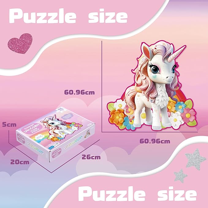 MOMO&LYCHEE Unicorn Floor Puzzles,46 Pieces Jigsaw Puzzles for Kids Ages 4-6,Large Puzzles Toys for Toddler Gift