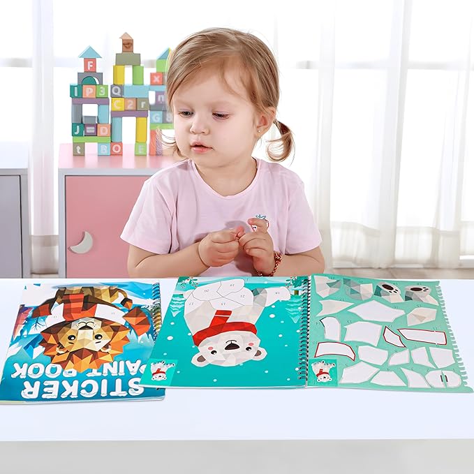 90shine 2PCS Winter Crafts for Kids Ages 4-8 Sticker Books Christmas Gift Party Favors Create 22 Pictures