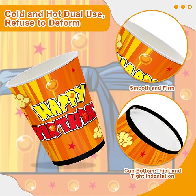 122 Pcs Anime Dragon Theme Party Supplies Cartoon Birthday Party Decorations Disposable Plate Napkin Fork for Anime Party Decoration 20 Sets