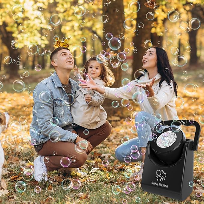 Bubble Machine for Kids Toddlers,Automatic Bubble Blower,Portable Adjustable Angle Bubble Maker,Bubbles Toy for 3 4 5 6 7 Year Old Boy Girl,Outdoor Party Birthday Easter Baskets Stuffers Gifts Black