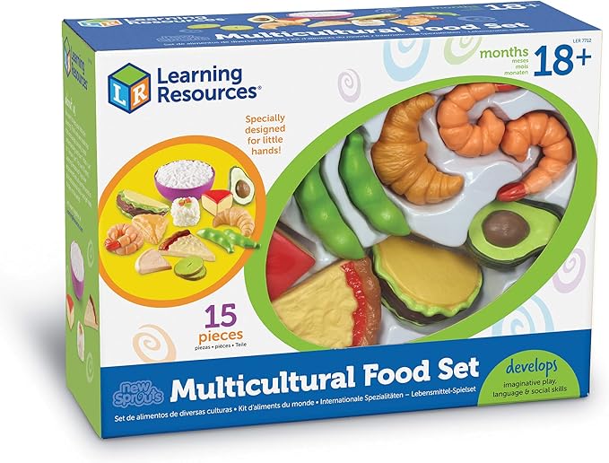 Learning Resources New Sprouts Multicultural Play Food Set - 15 Pieces, Ages 18+ Months Pretend Play Food for Toddlers, Preschool Learning Toys, Kitchen Play Toys for Kids