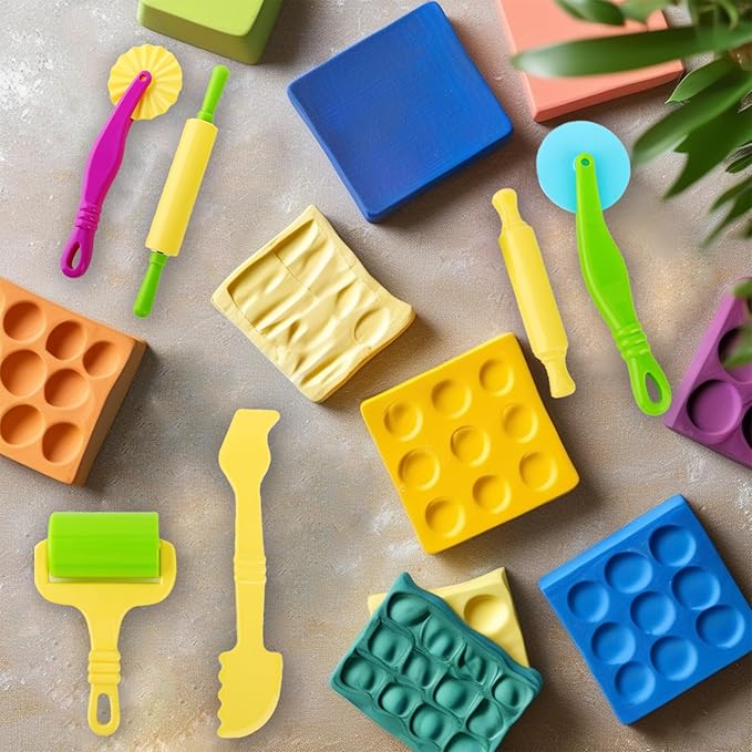 Modeling Clay Tools for Kids Ages 2-4, Craft Molding Clay Tool Set, Clay Molds Cutters Roller Stamps, Modeling Clay Kit 43 Pcs, Sculpting Texture Rolling Pin, Toddlers Accessories Girls Boys