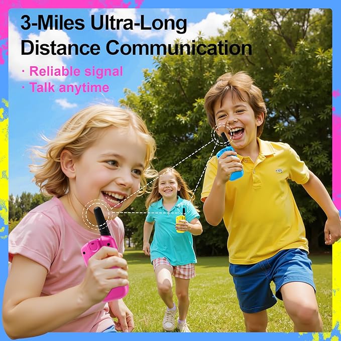 SANJOIN Walkie Talkies for Kids Toys for Boys Girls 4-6, 3 Miles Range Walkie Talkie to Camping, Outdoor 4 Year Old Girl Birthday Gifts for 3 4 5 6 7 Year Old Boy Girl Gifts Age 6-8