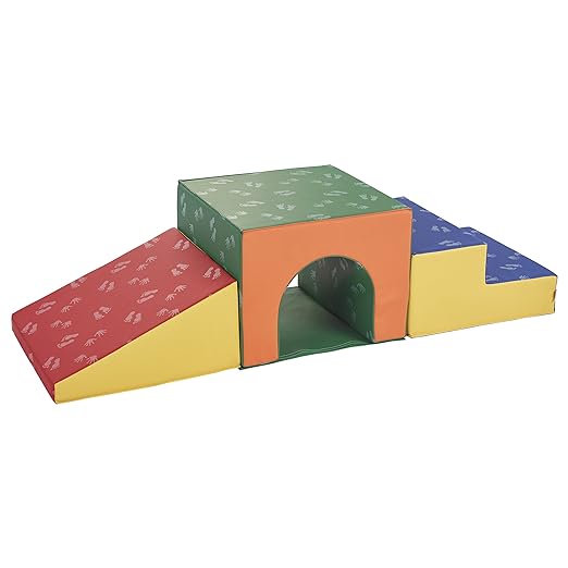 ECR4Kids SoftZone Single Tunnel Climber, Toddler Playset, Assorted, 3-Piece
