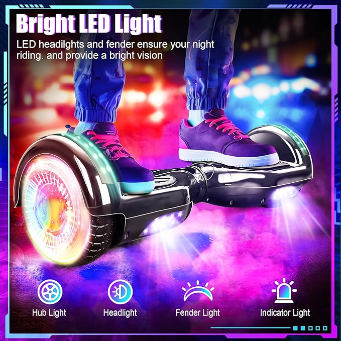 Self Balancing Scooters with Bluetooth & Corlorful LED Lights, Gifts for Kids & Adults & Girls & Boys, for All Ages