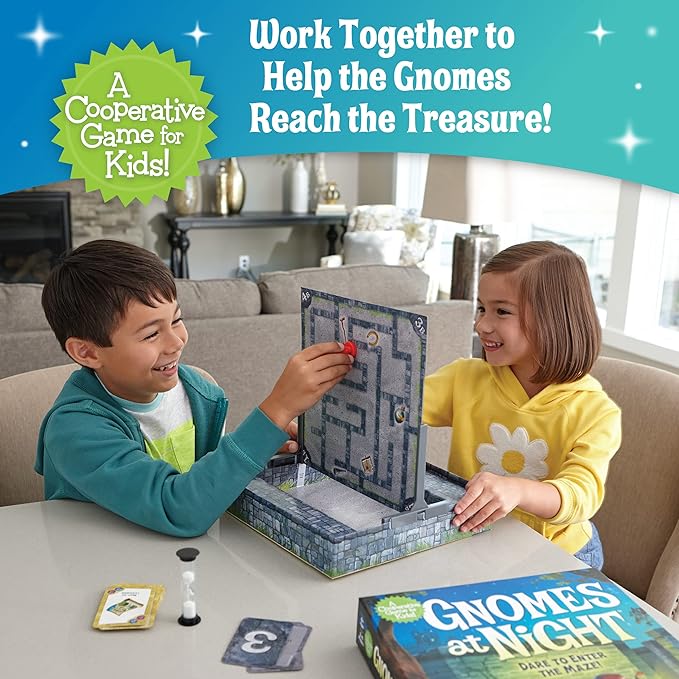 Peaceable Kingdom Gnomes at Night A Cooperative Maze Game for 2 to 4 Kids Ages 6+