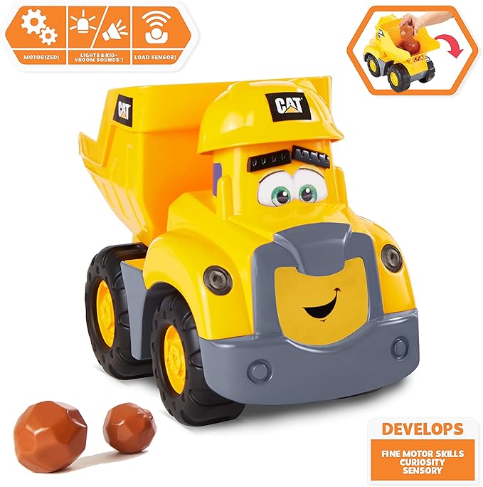 CAT Construction Toys, Buddies Preschool Dump Truck, Junior Crew, Interactive, Moving, Lights & Sounds, For Ages 2 and Older
