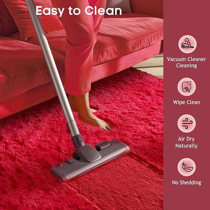 Ophanie Red Rugs for Bedroom Living Room, Fluffy Fuzzy Furry Carpet, Plush Soft Shaggy Bedside Indoor Floor 4x6 Area Rug for Kids Girls Boys Baby Teen Dorm Nursery Home Decor Aesthetic