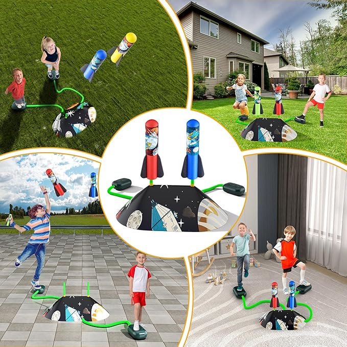 Multi-Color Rocket Launcher for Kids - Foam Blaster Set with 10 Rockets, Soars Up to 100 Feet - Birthday & Christmas Toys for Boys & Girls Age 3-12