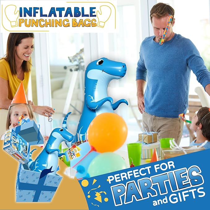 INFLATABLE DUDES Dinosaur -Kids Punching Bag | Already Filled with Sand| Bop Bag | Premium Inflatable Toy | Punching Bag for Kids | Enhanced Bounce-Back Action! | Indoor Outdoor - Party Games