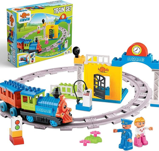 Electric Train Set-Toddler Train Toy Figures & Playsets for Age 2-10Year Old Boy Toy Trains, Kids Toy Train Sets for Boys&Girls, Mini Engine Steam Train Model Train (53 Pieces)