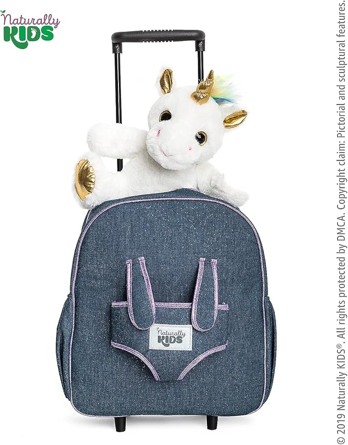 Toddler Luggage for Girls w Unicorn Toys, Kids Rolling Backpack for Girls, Toddler Suitcase, Gifts for 3 4 5 6 Year Old