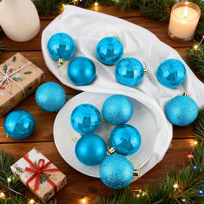 2.36" Christmas Balls Christmas Tree Ornaments Shatterproof Plastic Holiday Ornament Festival Hanging Ball Holiday Decorations Set of 24pcs