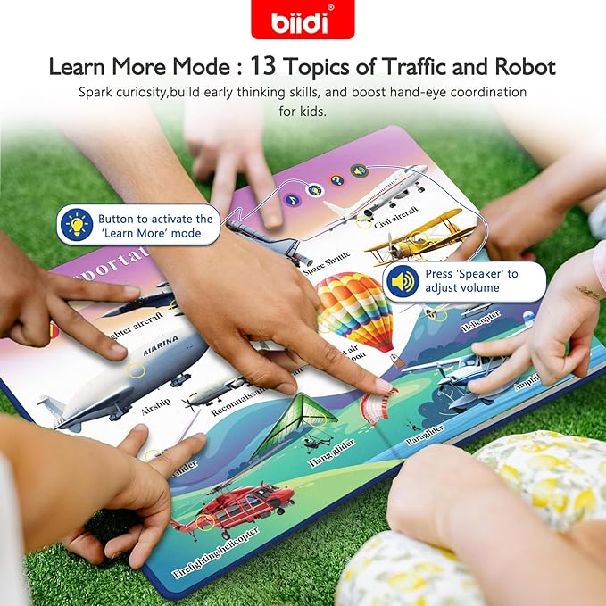 English Talking Book,Interactive Word Sound Book Toddler 3-5,Sensory Autism Toy,Educational Learning Travel Toys for Boys Girls Birthday Gift for 3 4 5 6 Year Old Kids,with 13 Topics,600+ Sounds