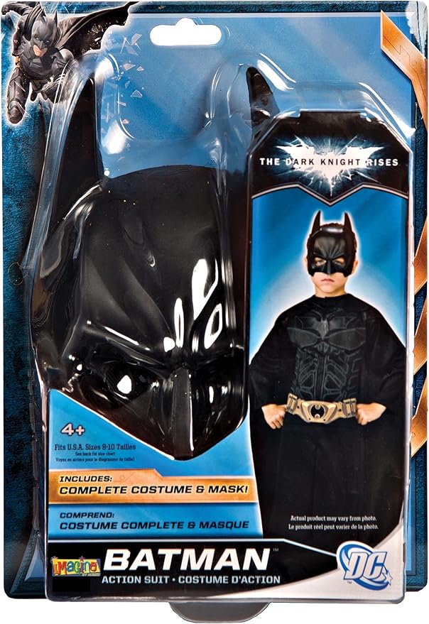 Imagine by Rubies The Dark Knight Rises: Batman Children's Action Suit with Cape and Mask Black, Medium, 4866