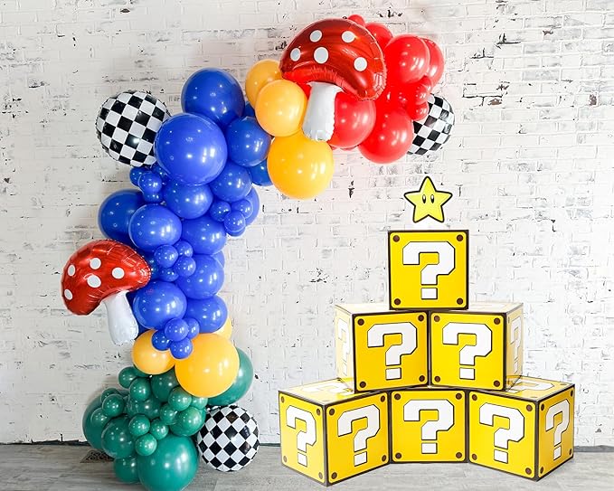 6PCS Big Party Boxes, Question Boxes and 6 Set Centerpieces for Kids Boys Girls Birthday Party Decorations, Game Party, Christmas Halloween Classroom Supplies Favor. (11.8 x 11.8 Inch)