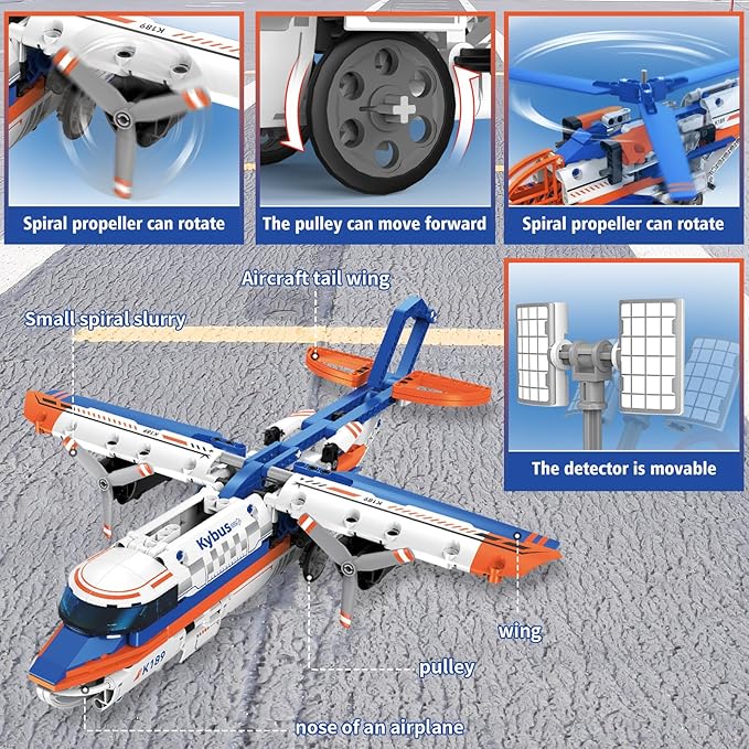 5-in-1 Remote Control STEM Airplane Building Kit – Eco-Friendly Rechargeable, App & Remote Controllable Ground-Walking Models, City-Themed Gift for Kids 6+ (325 PCS)