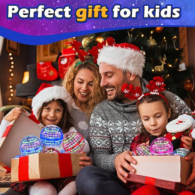 Tikduck Flying Orb Ball 2025 Toys Soaring Hover Pro Boomerang Galactic Fidget Cool Magic Hand Controlled Mini Drone Cosmic Globe Spinner Safe for 6 7 8 9 10+ Year Old Kids Outdoor Toys (Blue-Silver)