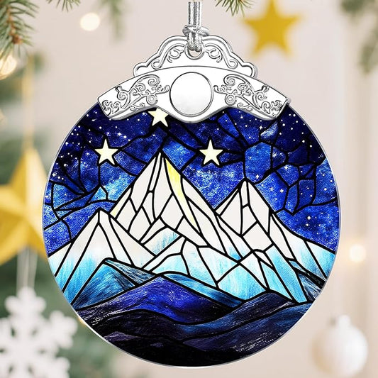 Christmas Ornament, Christmas Tree Ornaments, Keepsake Ornaments, Holiday Decor, Holiday & Xmas Gifts, Gifts for Outdoor Lovers, Mountain Lovers & Nature Lovers - Mountain Nightscape-Theme