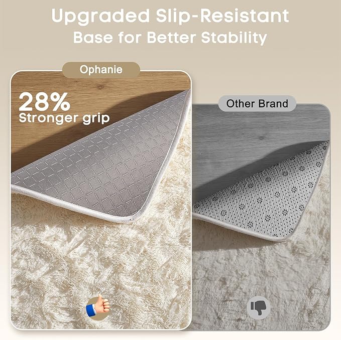 Ophanie Ivory Rugs for Living Room Bedroom, 5x8 Fluffy Fuzzy Furry Cream Carpet, Plush Soft Shaggy Bedside Indoor Floor Area Rug for Kids Girls Boys Baby Teen Dorm Nursery Home Decor Aesthetic