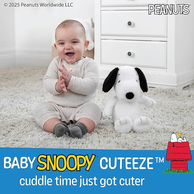KIDS PREFERRED Peanuts Charlie Brown Snoopy Plush Cuteeze with Crinkle Feet, Extra Soft Stuffed Animal Toy for Baby Toddler Boys & Girls 12 Inch Size