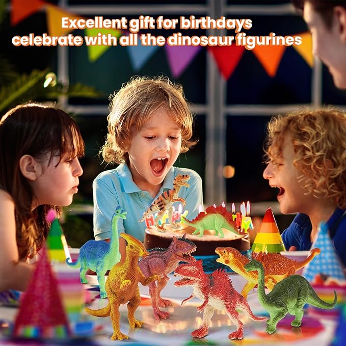 Dinosaur Toys for Kids 3-5 5-7 - 14 Realistic Plastic Dinosaur Figures Set with Storage Box & Learning Booklet - Educational Dino Figure Toys for Boys Girls Toddlers