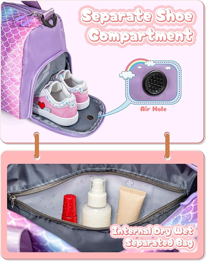 Birthday Gift for Granddaughter-Girl Gym Bag with Shoe Compartment, Kid Personalized Weekender Overnight Bags, Initial Travel Tote with Makeup Pouch, Christmas Gifts for Girls (Letter Z)